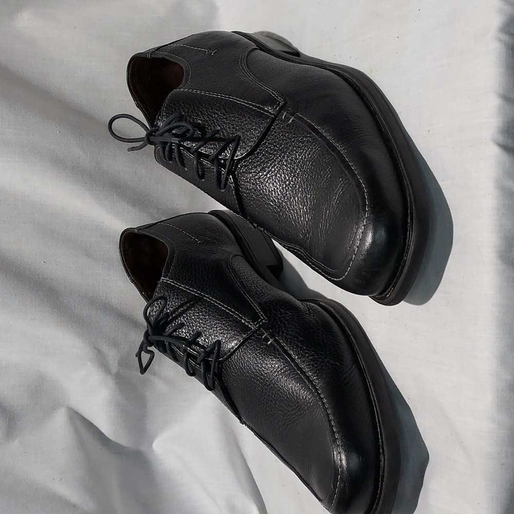 Johnston & Murphy Macomb Moc‎ Toe Lace-up Black Sheepskin Leather Mens 11.5